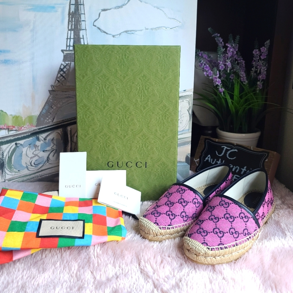 GUCCI GG Supreme multicolor women's  Espadrille new canvass, pink/blue